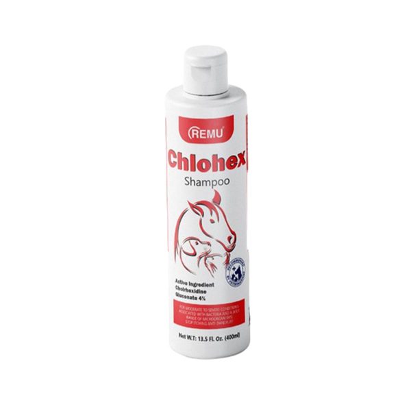 Remu Chlohex Shampoo (400ml) – Medicated Antibacterial & Antifungal Pet Shampoo for Itching & Dandruff.